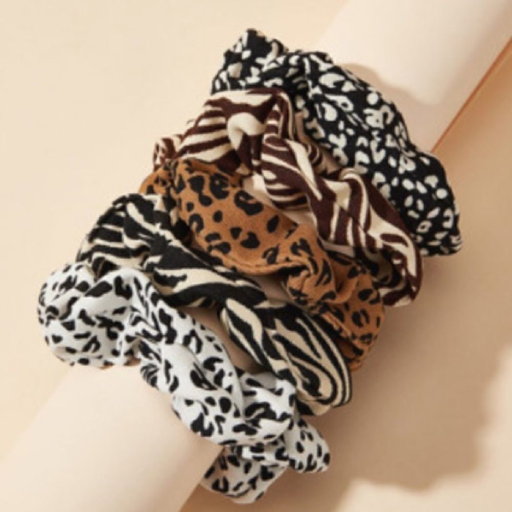 French Retro Animal Print Hair Scrunchies